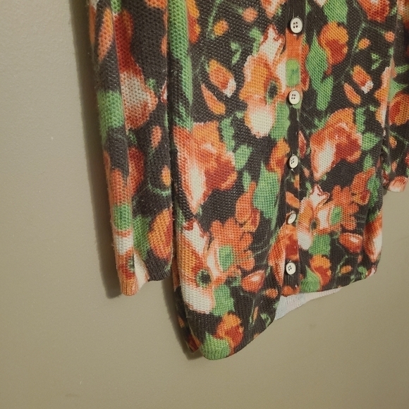 J. Jill | Women's V-Neck Floral Waffleknit Cardigan Sweater (Size XS) - Picture 7 of 13